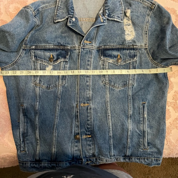 Denim jean jacket XL Unisex distressed - Picture 2 of 5